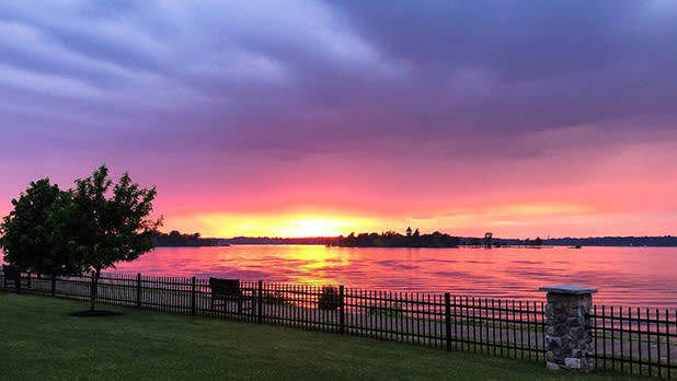 A purple, orange and red sunset on the St. Lawrence Seaway