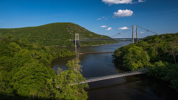 View of Bear Mountain Bridge in summer