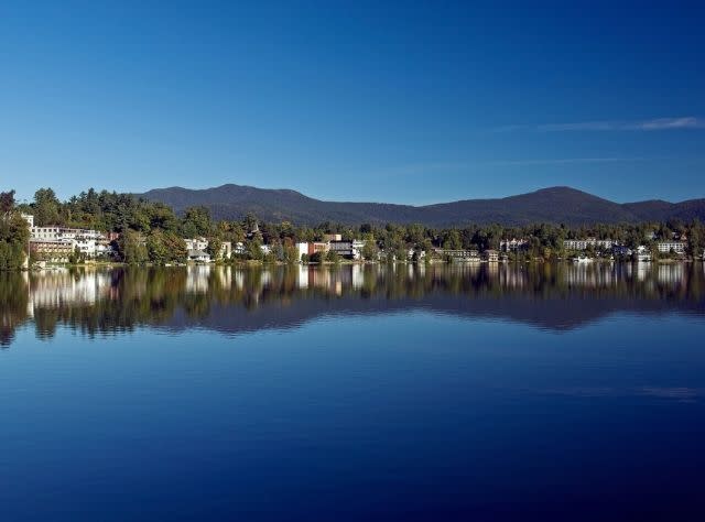 A view of Lake Placid from across a lake