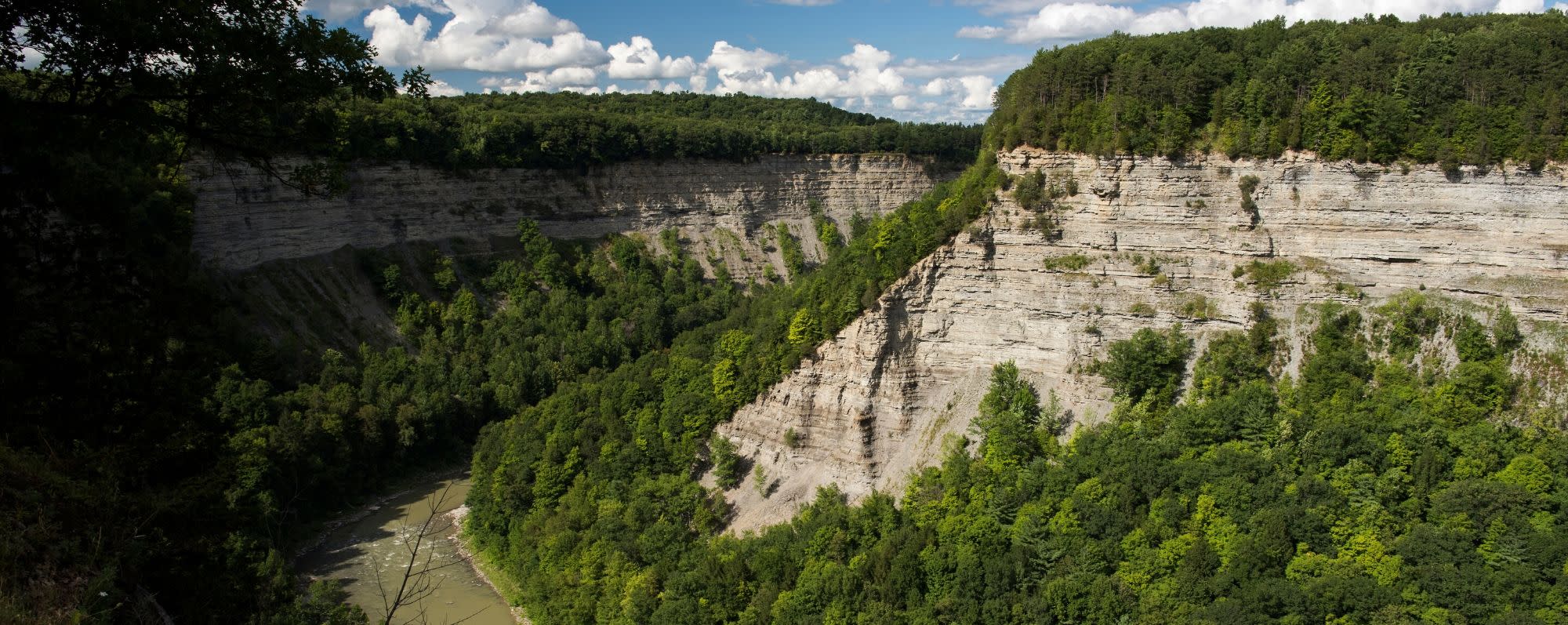 An aerial photo of Letchworth State Park- Great Bend