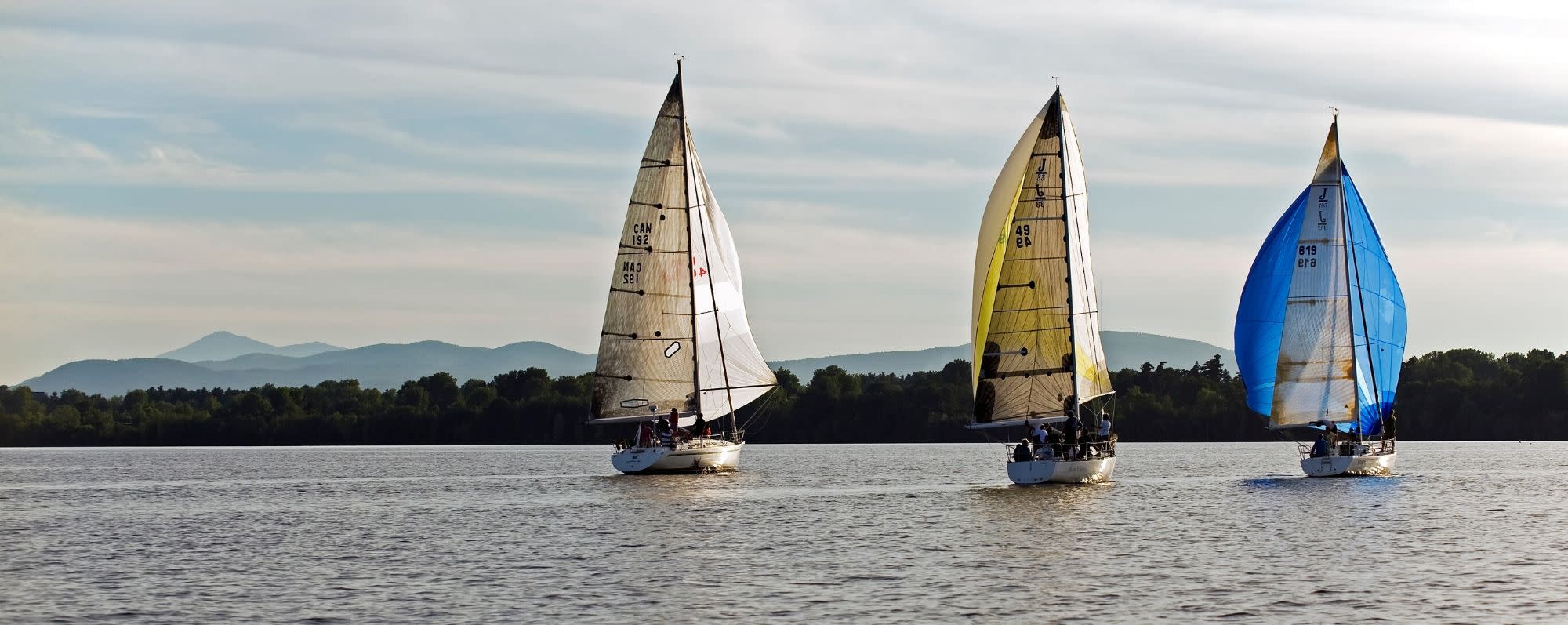 Three sailboats on Lake Champlain, photo by Darren McGee