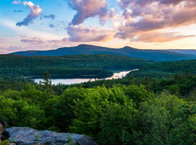 View from Sunset Rock at North-South Lake Campground, Haines Falls, NY, Greene County, Catskill Region