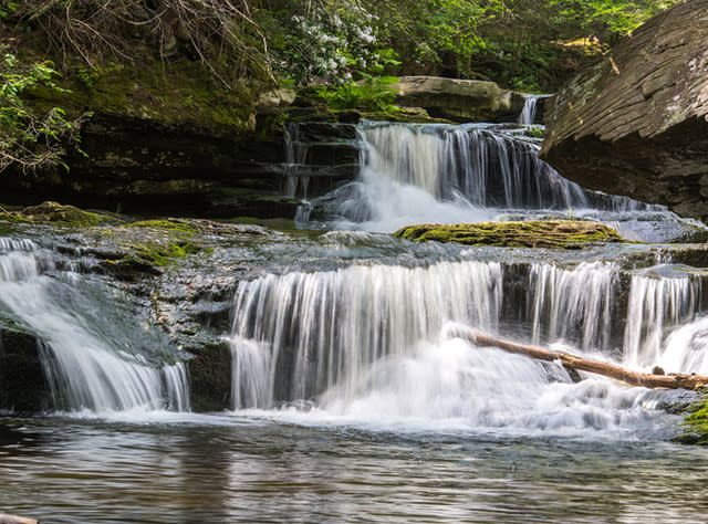 A photo of water cascading down Vernooy Kill Falls