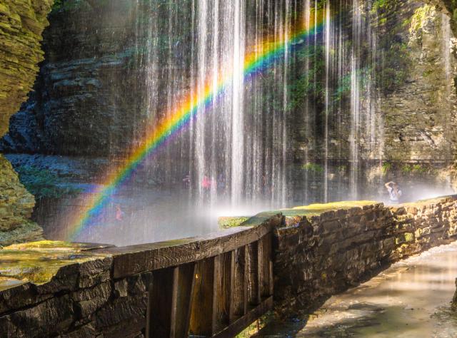 A rainbow shining in Watkins Glen State Park