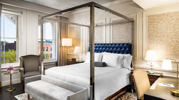 A picture of the interior of a room at The Adelphi Hotel on Broadway in Saratoga Springs